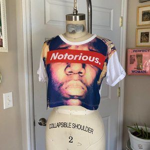 Brooklyn Mint NOTORIOUS B.I.G. white printed Crop cropped top T-Shirt *SMALL*